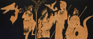 Représentation d'un mythe de la Grèce antique sur une céramique